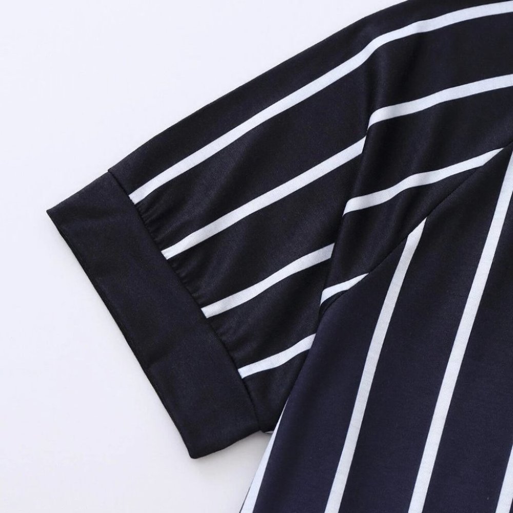 Red And Black Mens Striped Tee - Picture 5 of 5